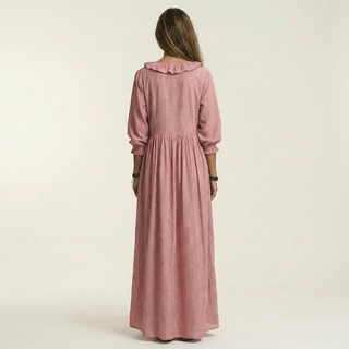 MATHILDE™ - Ruffle V-Neck Striped Lantern-Sleeve Maxi Dress