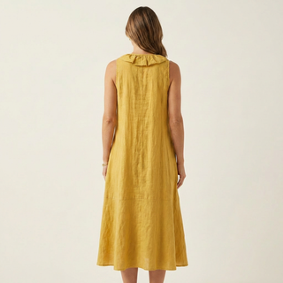 MORGANE™ - Ruffle-Front V-Neck Sleeveless Linen Maxi Dress