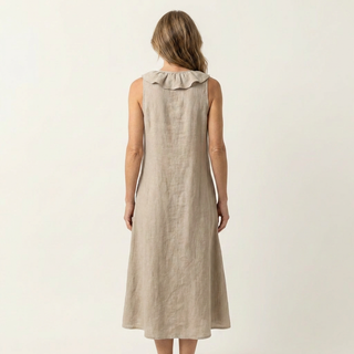 MORGANE™ - Ruffle-Front V-Neck Sleeveless Linen Maxi Dress