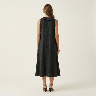 MORGANE™ - Ruffle-Front V-Neck Sleeveless Linen Maxi Dress