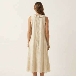 MORGANE™ - Ruffle-Front V-Neck Sleeveless Linen Maxi Dress