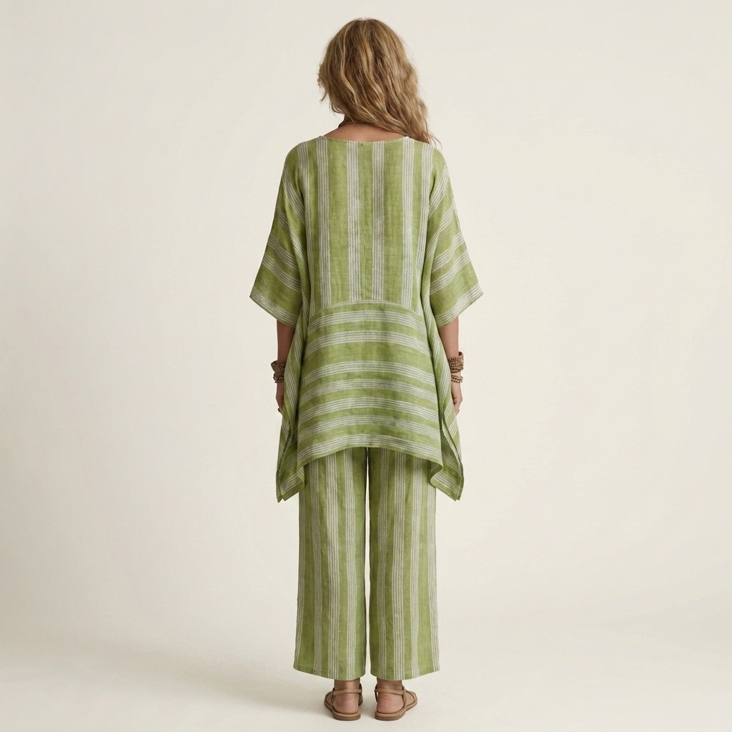 PASCALINE™ - Two-Piece Striped Cotton-Linen Set