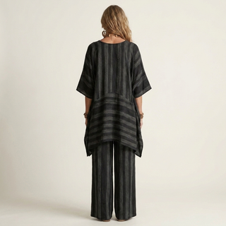 PASCALINE™ - Two-Piece Striped Cotton-Linen Set
