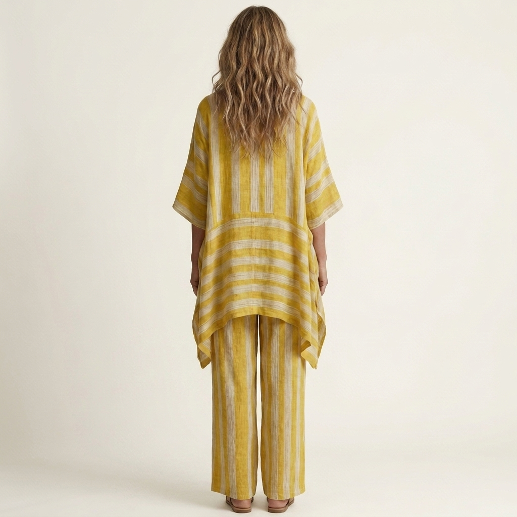 PASCALINE™ - Two-Piece Striped Cotton-Linen Set