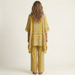 PASCALINE™ - Two-Piece Striped Cotton-Linen Set
