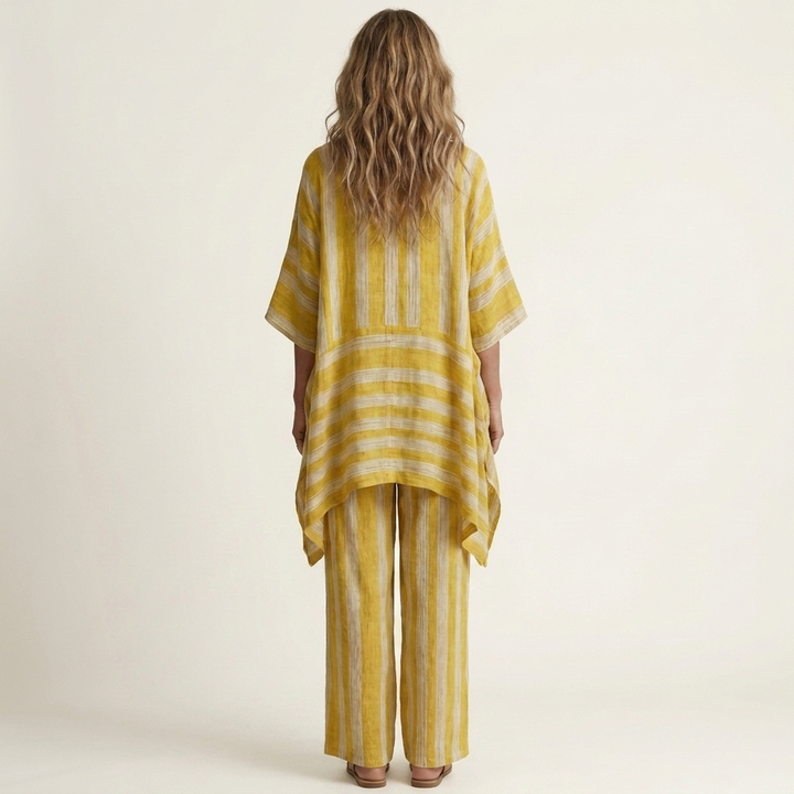 PASCALINE™ - Two-Piece Striped Cotton-Linen Set