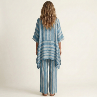 PASCALINE™ - Two-Piece Striped Cotton-Linen Set