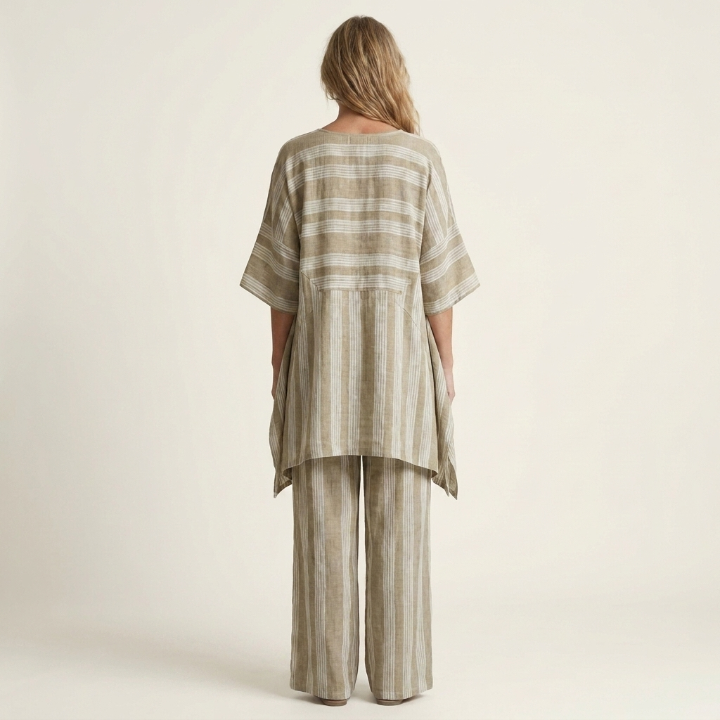 PASCALINE™ - Two-Piece Striped Cotton-Linen Set