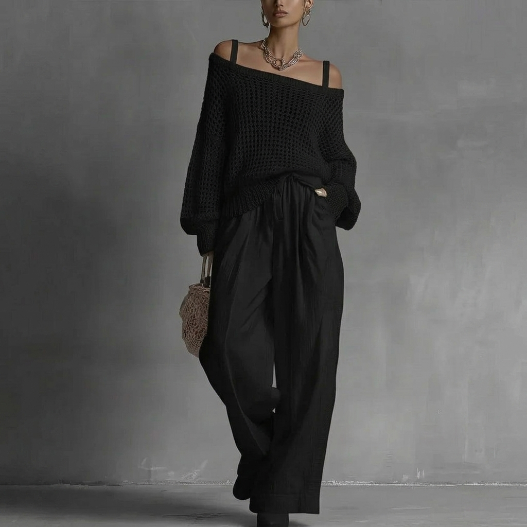 EMILIANA™ - Elegant Two-Piece Set - Black