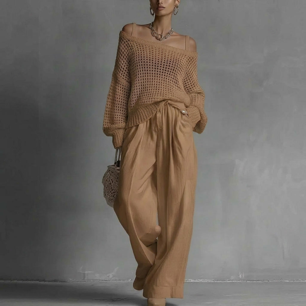EMILIANA™ - Elegant Two-Piece Set - Khaki