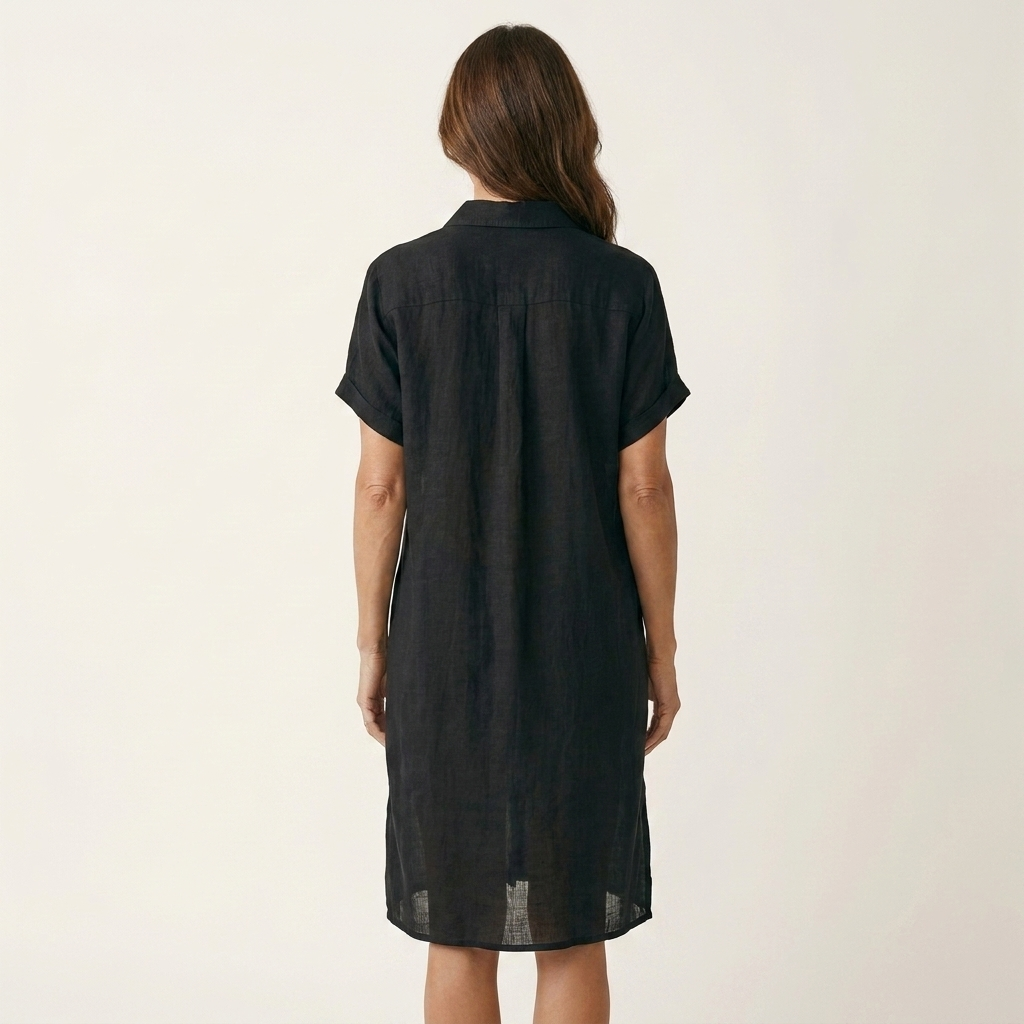 GEORGINA™ - Cotton-Linen Midi Shirt Dress with Rolled Cuffs