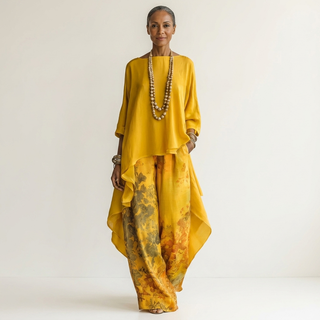 CAPUCINE™ - Cotton-Silk Two-Piece Set with Asymmetric Tunic