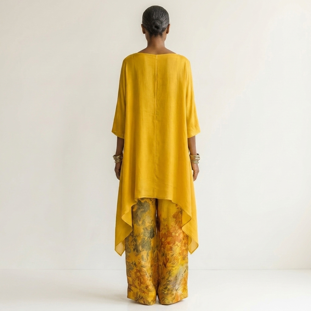 CAPUCINE™ - Cotton-Silk Two-Piece Set with Asymmetric Tunic