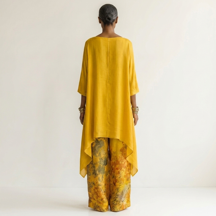 CAPUCINE™ - Cotton-Silk Two-Piece Set with Asymmetric Tunic
