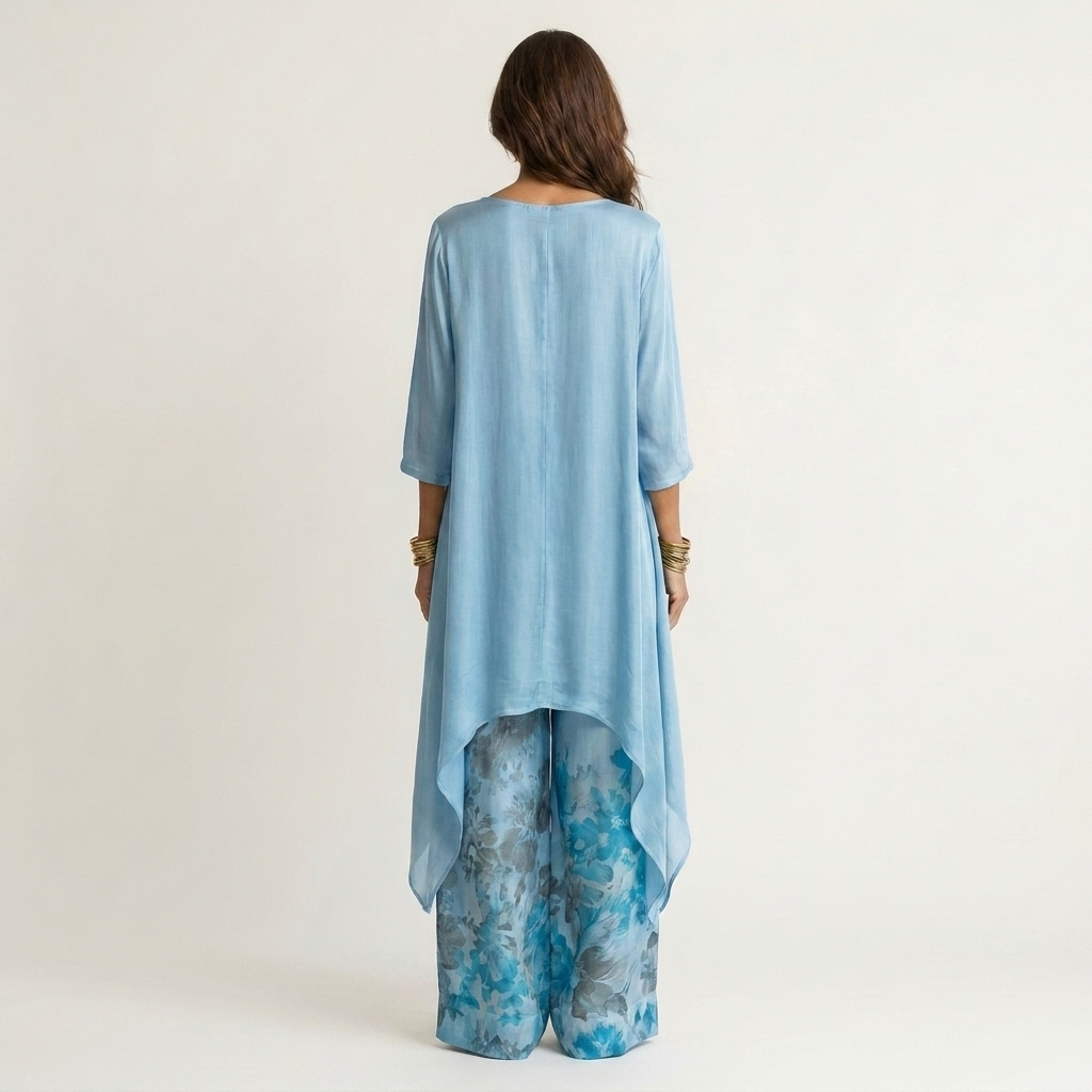 CAPUCINE™ - Cotton-Silk Two-Piece Set with Asymmetric Tunic