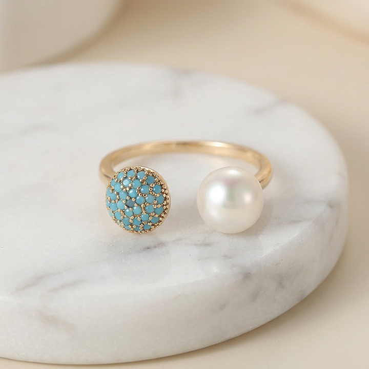 EUGENIE - Pearl Turquoise Beauty Ring