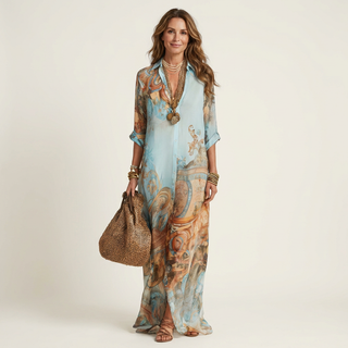 MARIETTA™ - Silk Maxi Shirt Dress