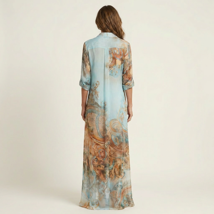 MARIETTA™ - Silk Maxi Shirt Dress
