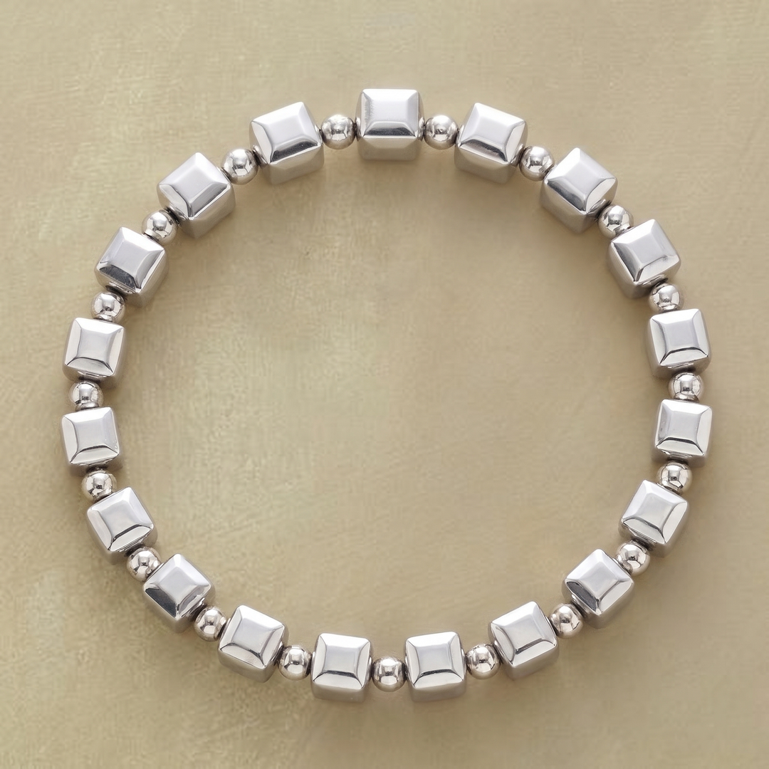 Elise | Vintage Silver Cubic Beads Bracelet