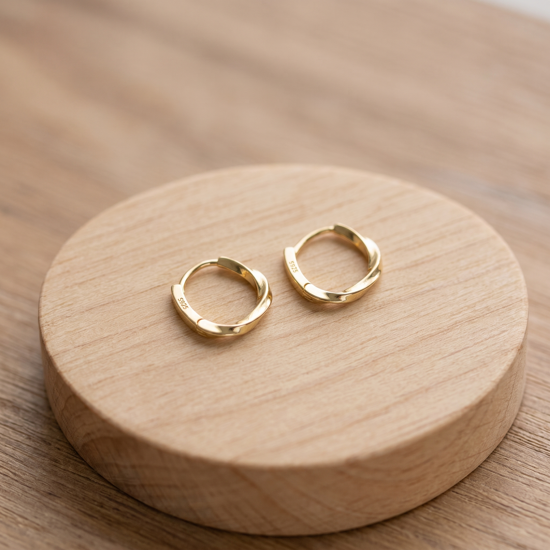 Ivy | Gold Round Inlay Earrings