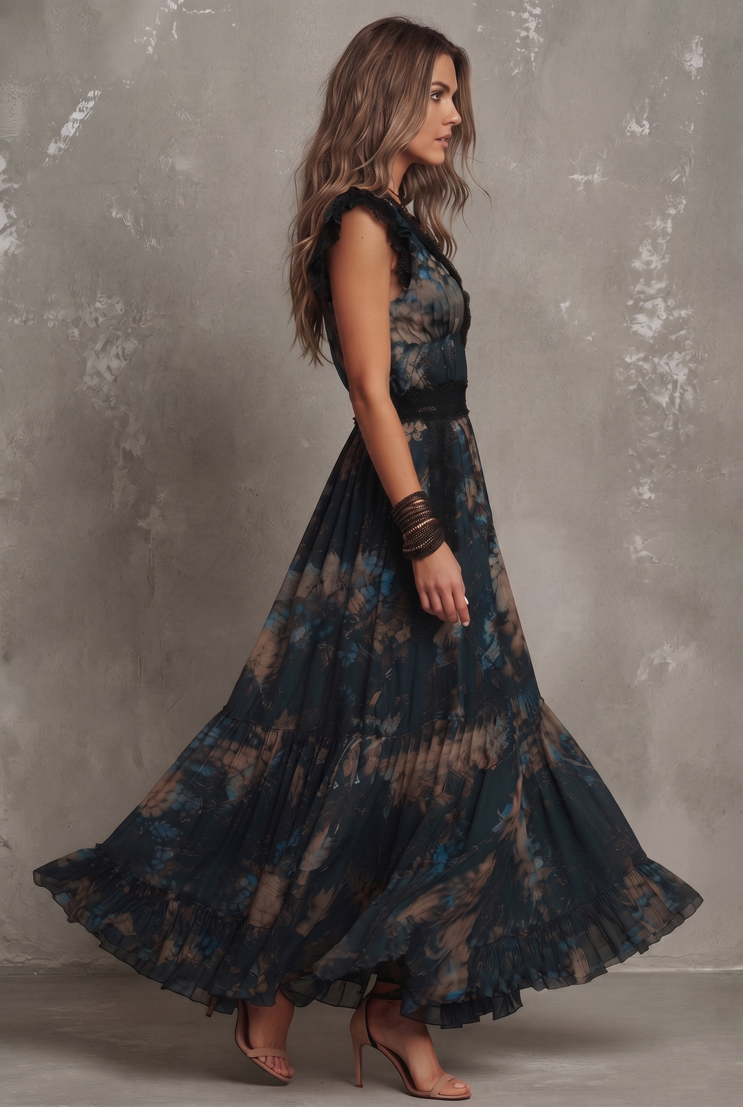 GILLIAN - Tiered Floral Maxi Dress