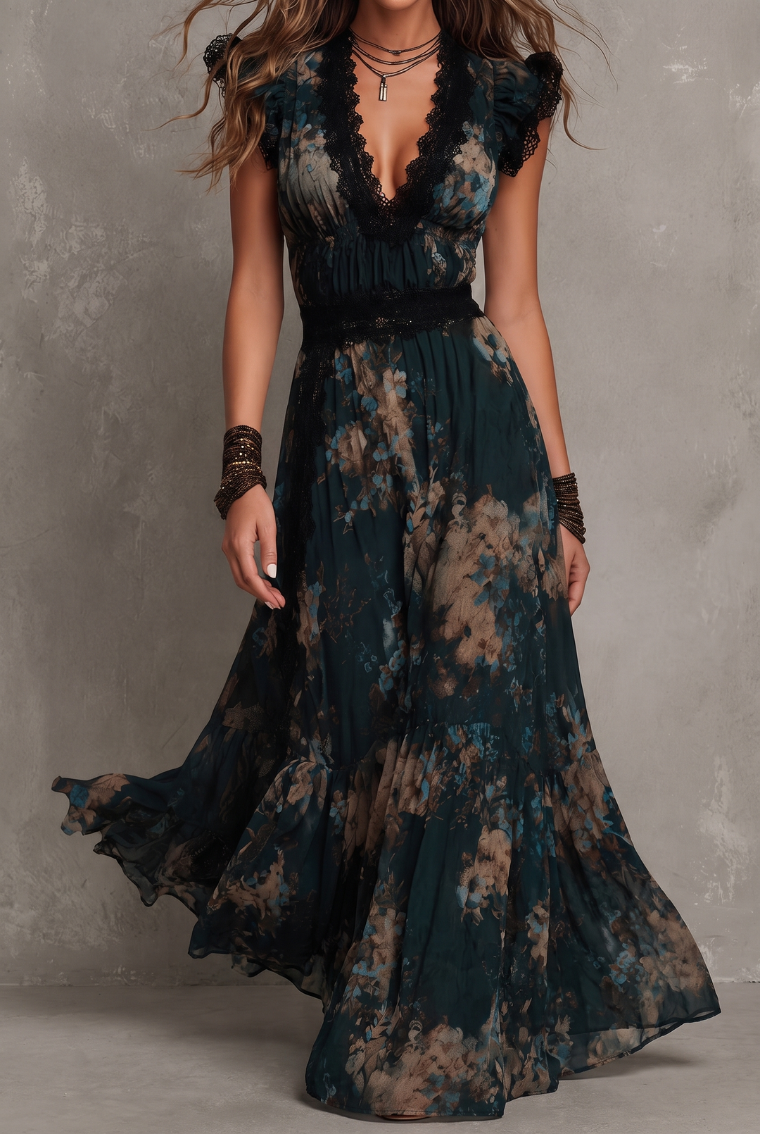 GILLIAN - Tiered Floral Maxi Dress