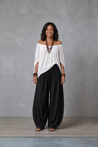 JADIA - Off-Shoulder Palazzo Two-Piece Set White
