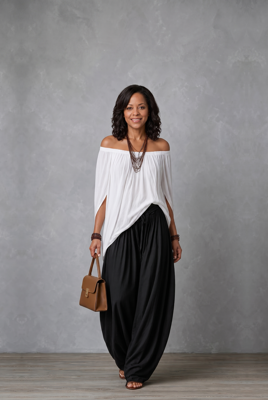 JADIA - Off-Shoulder Palazzo Two-Piece Set White