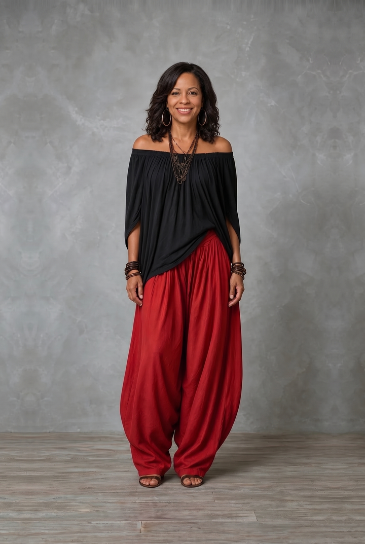JADIA - Off-Shoulder Palazzo Two-Piece Set Black