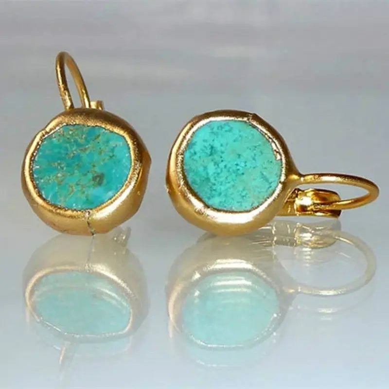 BRIGITTE - Turquoise Gold Drop Earrings