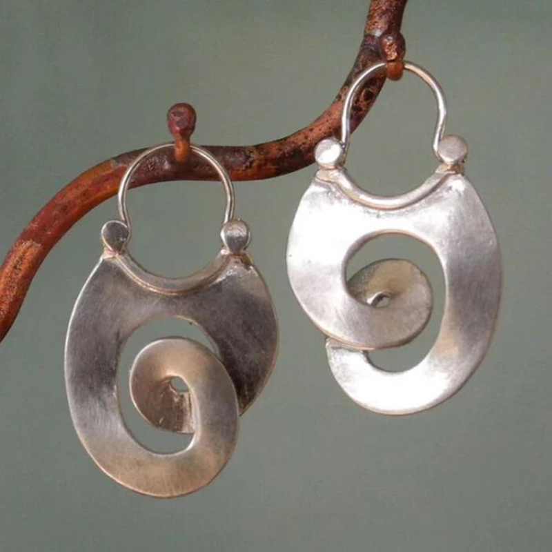 MIREILLE - Irregular Silver Spiral Earrings