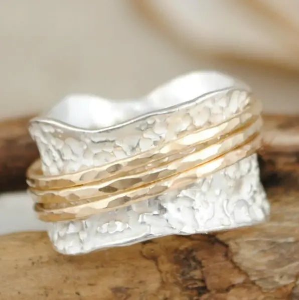Lyra | Vintage Spinner Thin Gold and Silver Ring