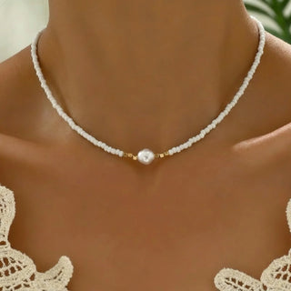 ADELINE - Minimal Turquoise Pearl Necklace
