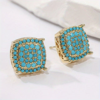 LUDIVINE - Turquoise Square Stud Earrings