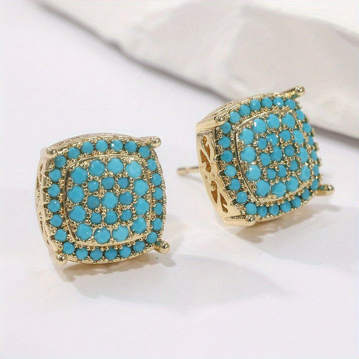 LUDIVINE - Turquoise Square Stud Earrings