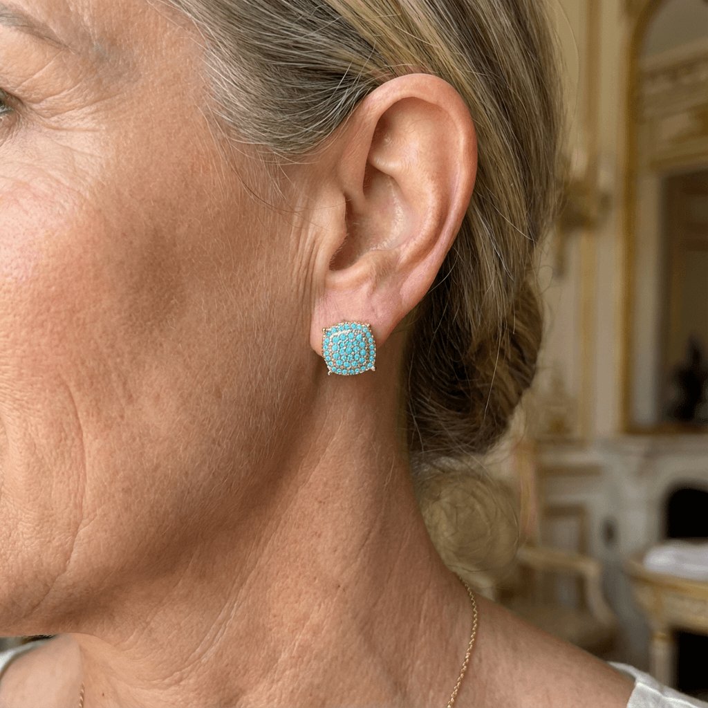 LUDIVINE - Turquoise Square Stud Earrings