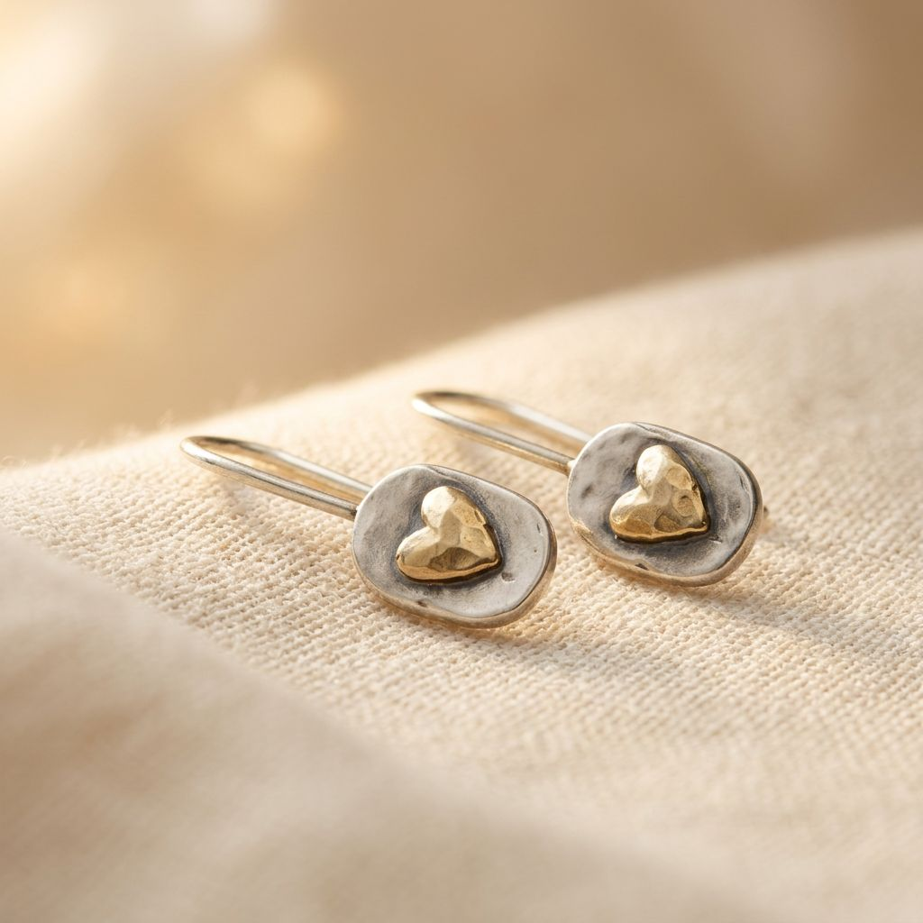 ANNELISE - Silver & Gold Heart Earrings