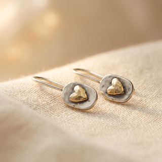 ANNELISE - Silver & Gold Heart Earrings