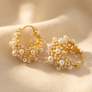 ODALYS - Pearl Cluster Hoop Earrings