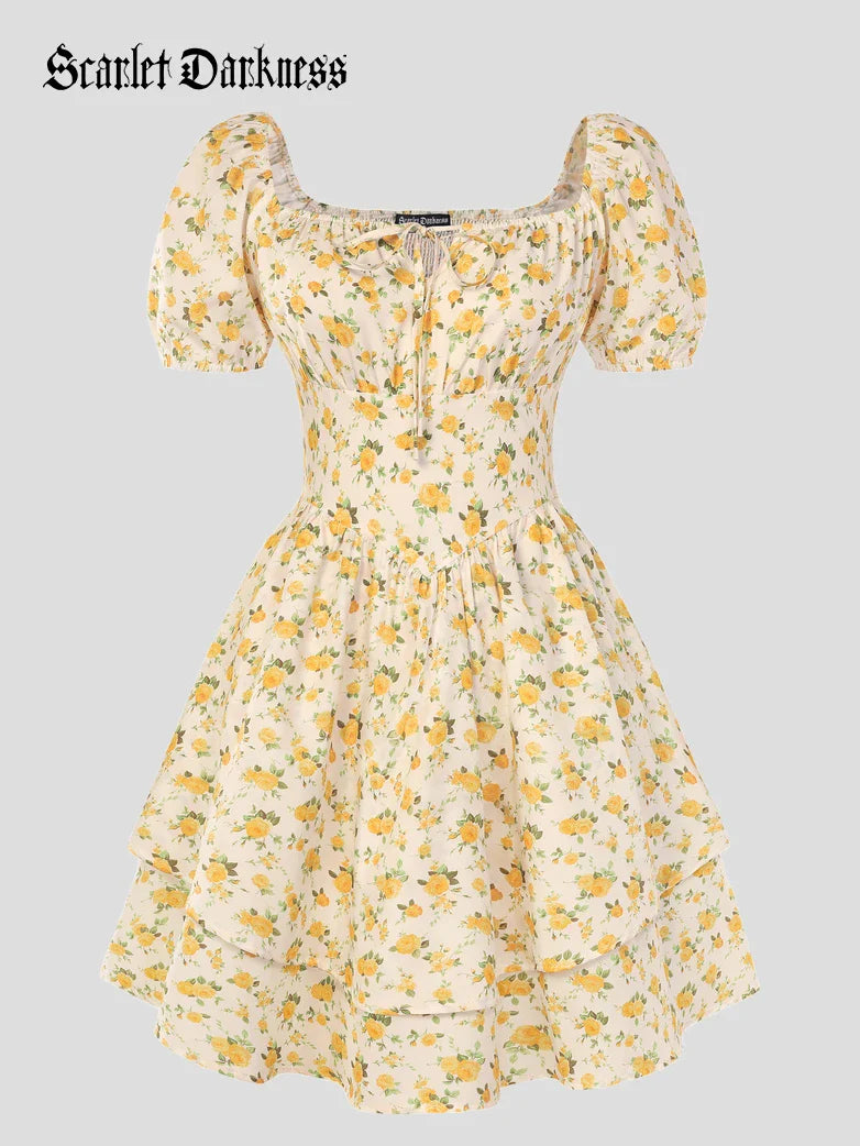 Victorian Off Shoulder Floral Dresses for Women