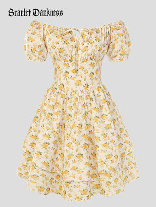 Victorian Off Shoulder Floral Dresses for Women
