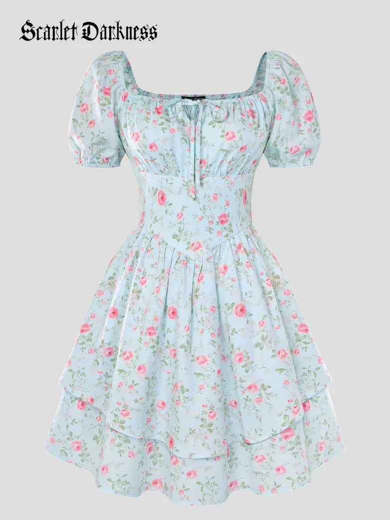 Victorian Off Shoulder Floral Dresses for Women