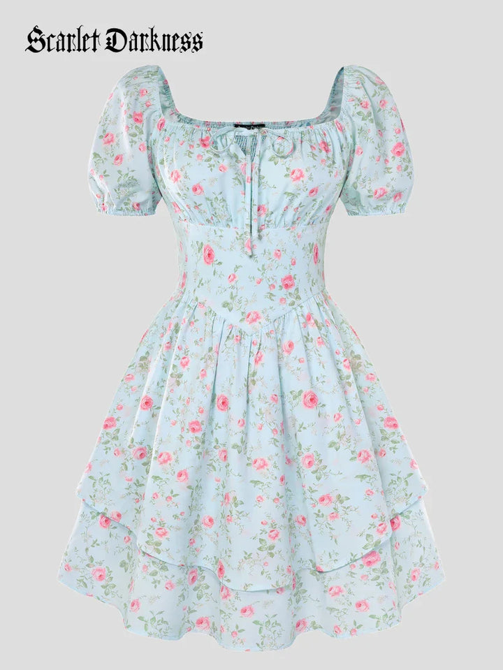 Victorian Off Shoulder Floral Dresses for Women