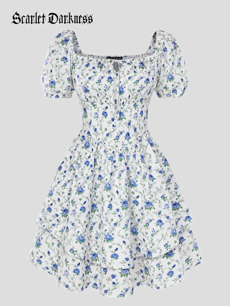 Victorian Off Shoulder Floral Dresses for Women