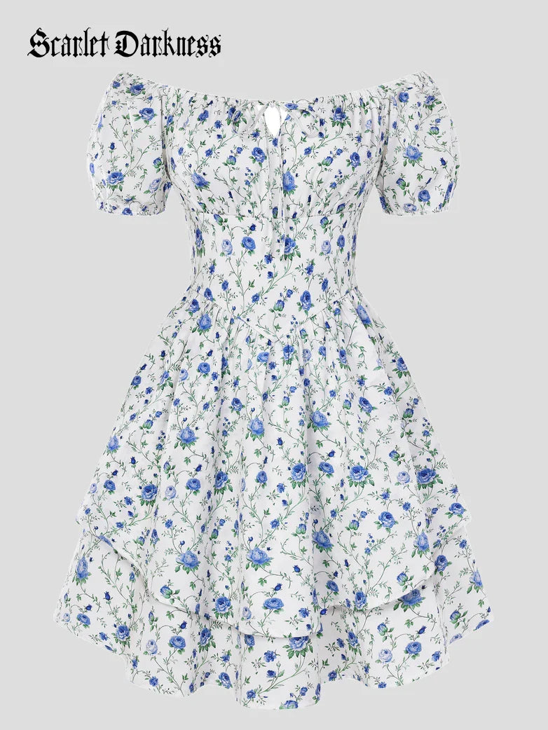 Victorian Off Shoulder Floral Dresses for Women