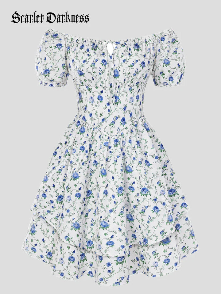 Victorian Off Shoulder Floral Dresses for Women