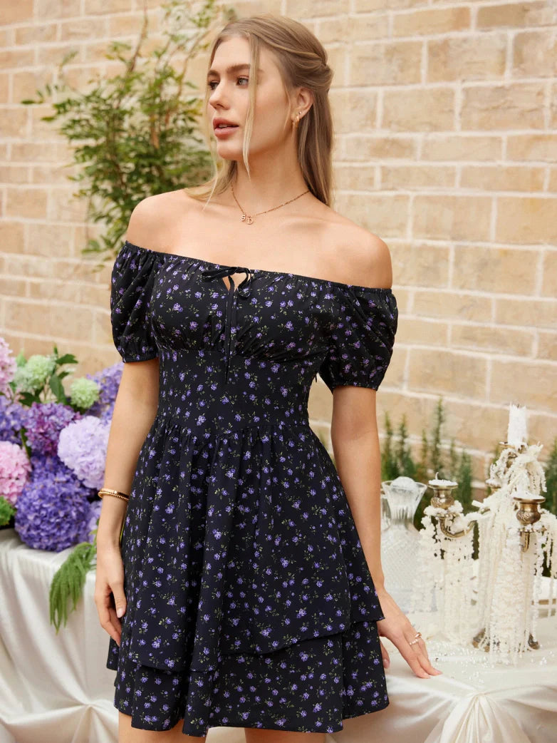 Victorian Off Shoulder Floral Dresses for Women
