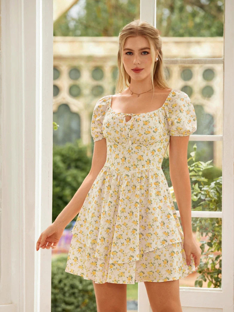 Victorian Off Shoulder Floral Dresses for Women