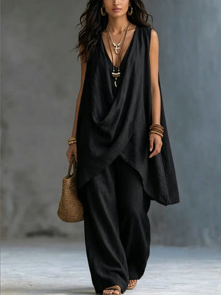 ALESSIA - Draped Suit with Wide Pants