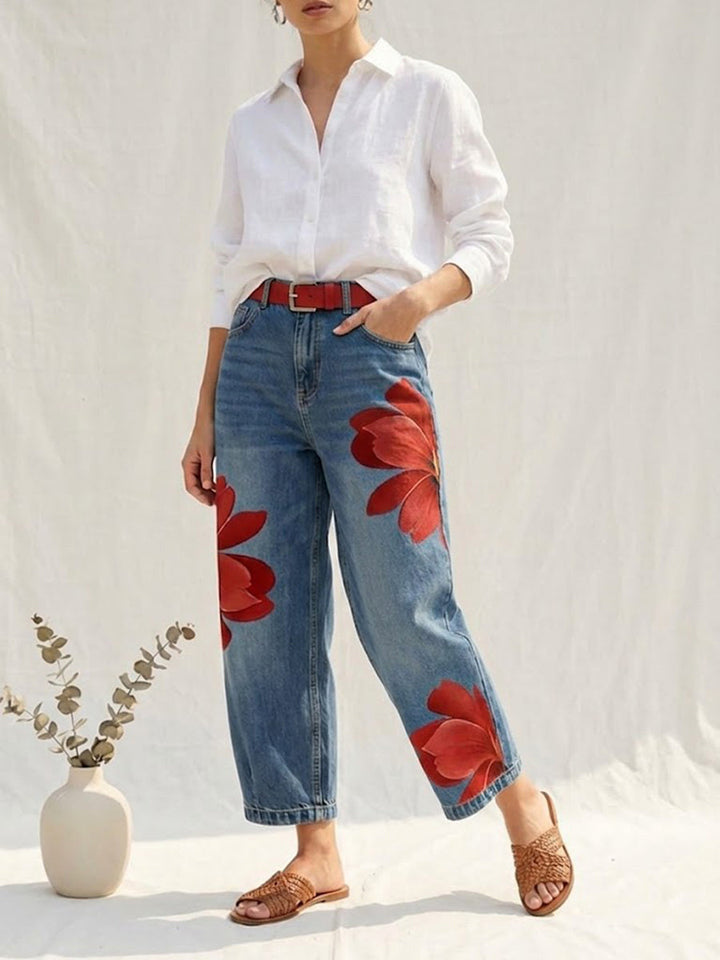 ORIANE™ - Floral Cropped Wide-Leg Trousers